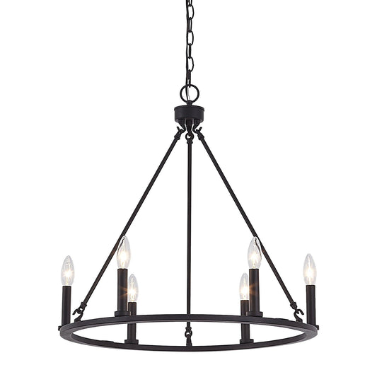 6 light candle style wagon wheel entry chandelier (4) by ACROMA