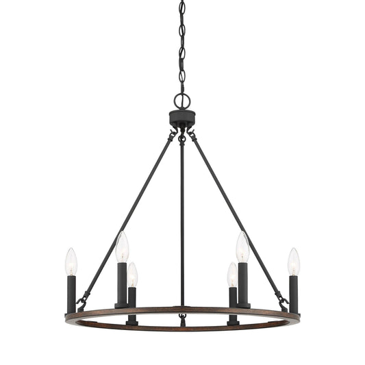 6 light candle style wagon wheel entry chandelier (5) by ACROMA