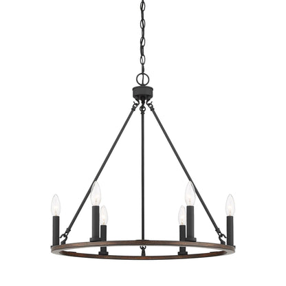 6 light candle style wagon wheel entry chandelier (5) by ACROMA