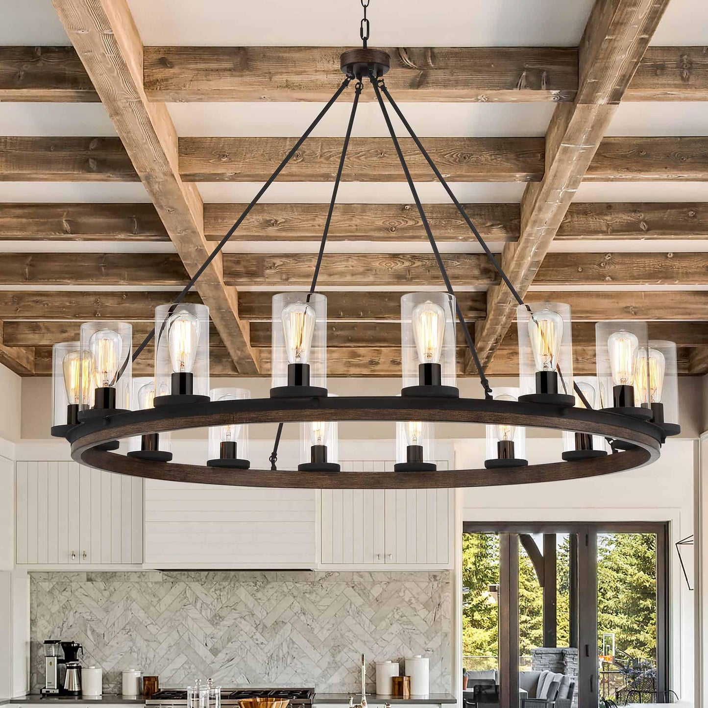 1416 | 16 - Light Shaded Wagon Wheel Chandelier by ACROMA™  UL - ACROMA