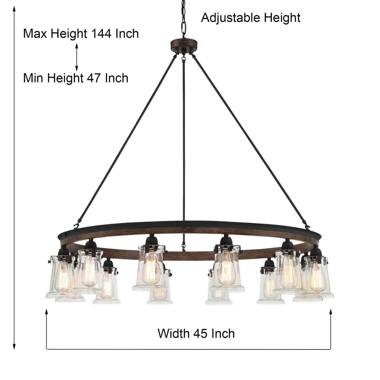 1512 | 12 - Light Shaded Wagon Wheel Chandelier by ACROMA™  UL - ACROMA