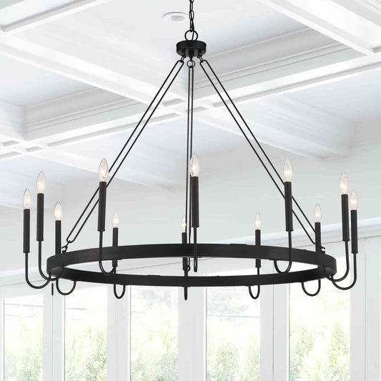 12 light candle style wagon wheel chain chandelier (1) by ACROMA