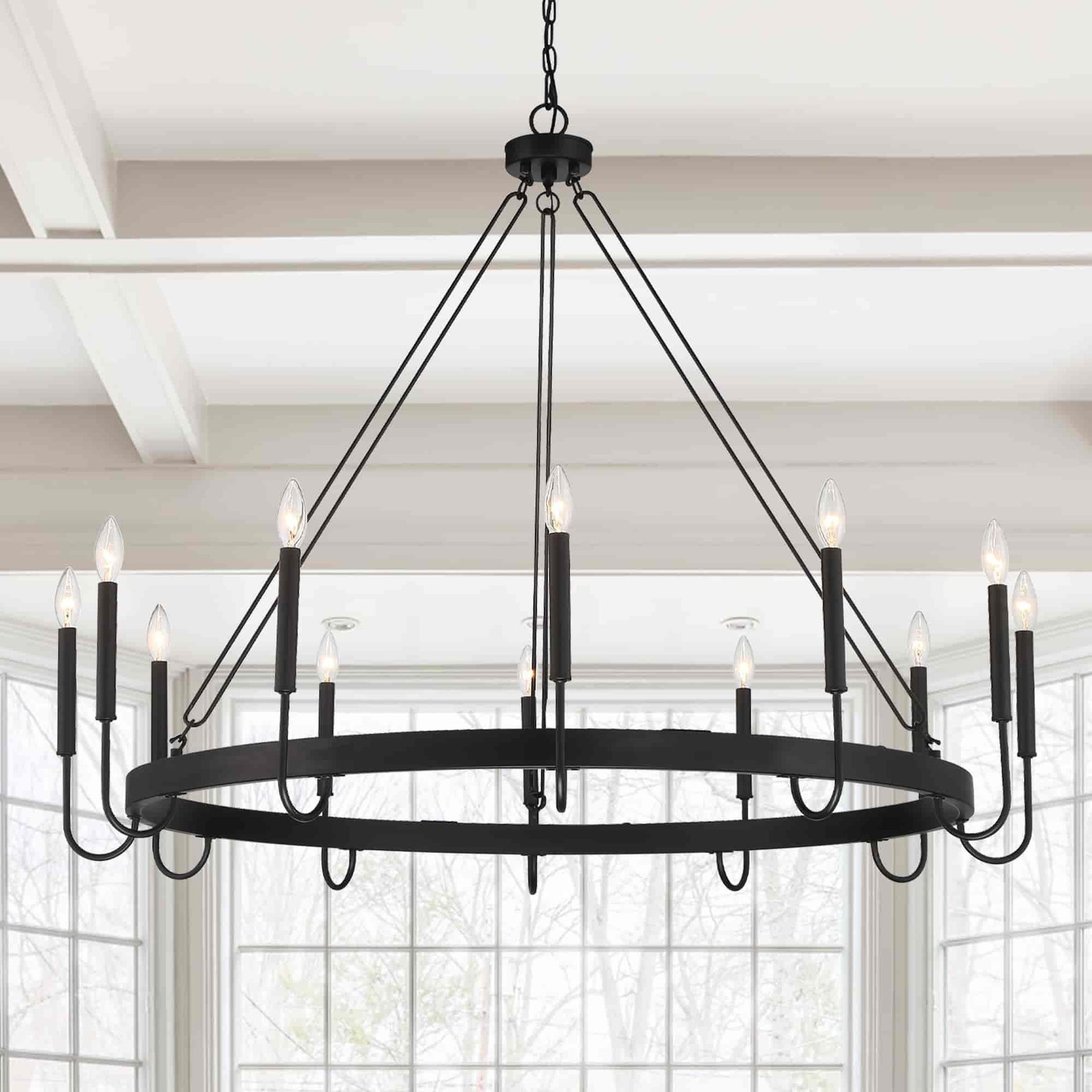 12 light candle style wagon wheel chain chandelier (5) by ACROMA
