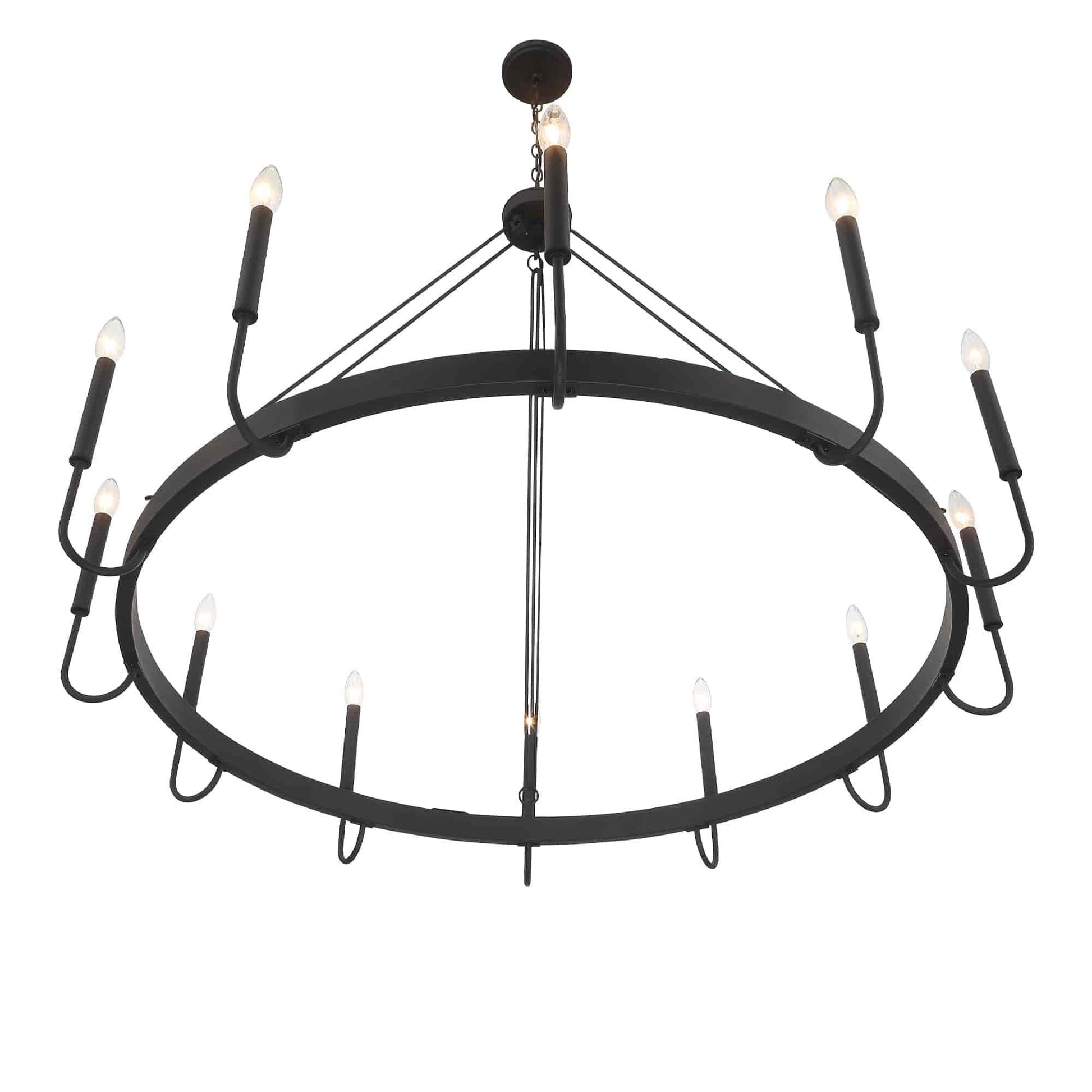 12 light candle style wagon wheel chain chandelier (12) by ACROMA