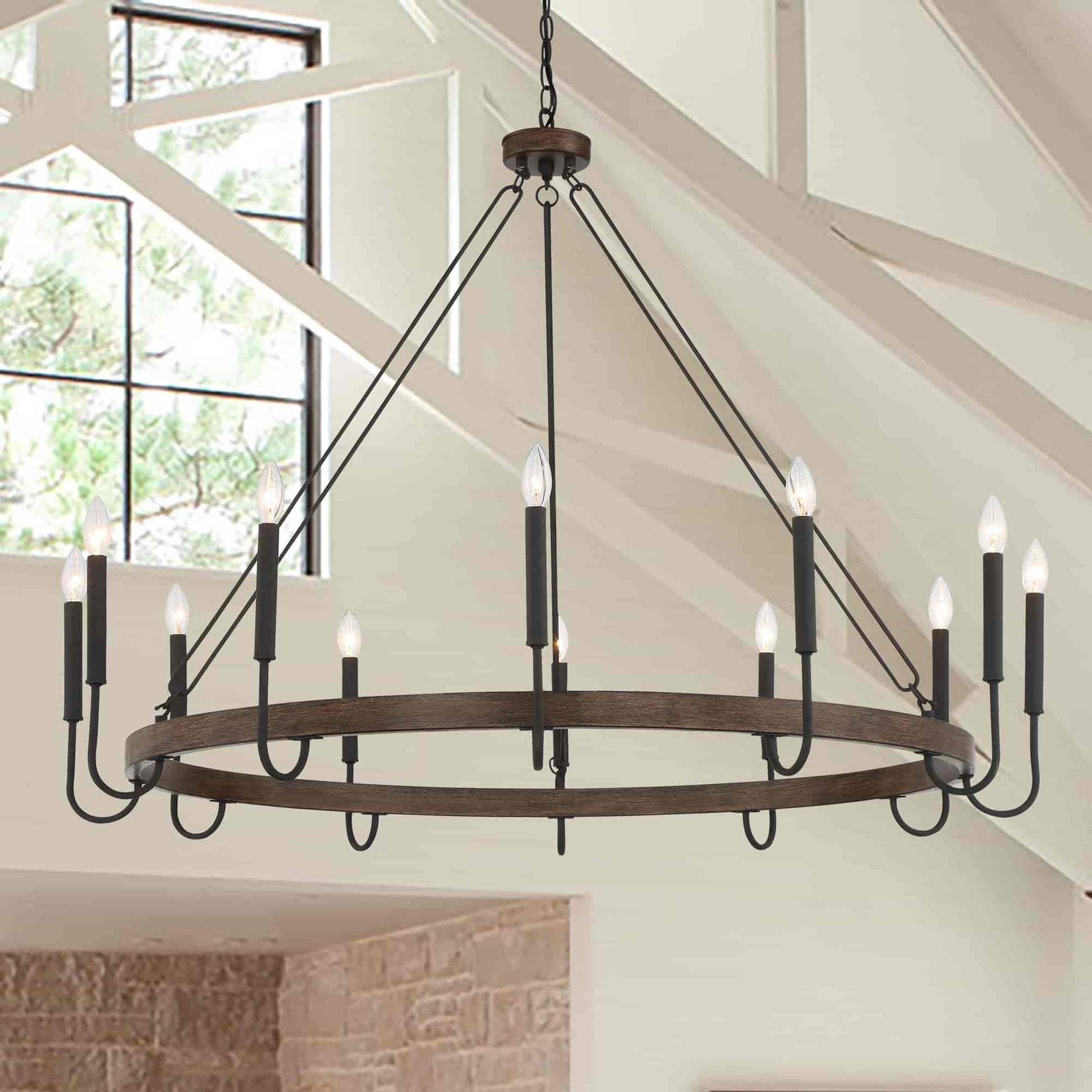 12 light candle style wagon wheel chain chandelier (15) by ACROMA