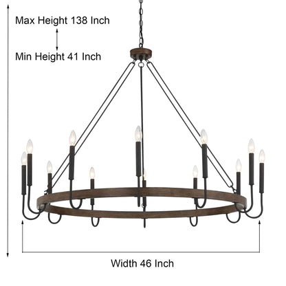 1612 | 12 - Light Wagon Wheel Chandelier by ACROMA™  UL - ACROMA