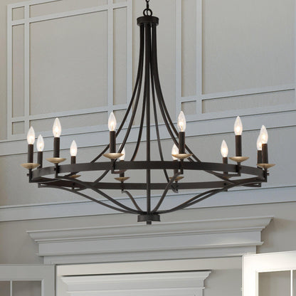 12 light classic candle style wagon wheel chandelier 1 (7) by ACROMA