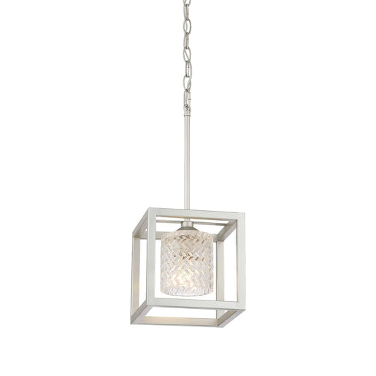 1 light square pendant with hand blown glass acceents (5) by ACROMA