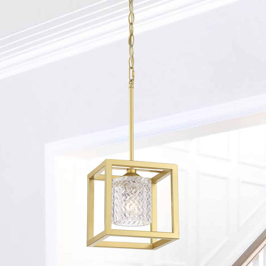 1 light square pendant with hand blown glass acceents (34) by ACROMA