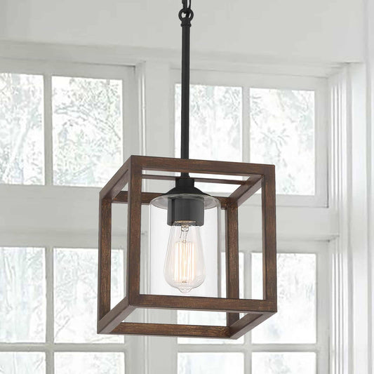 1 light square pendant with hand blown glass acceents (1) by ACROMA