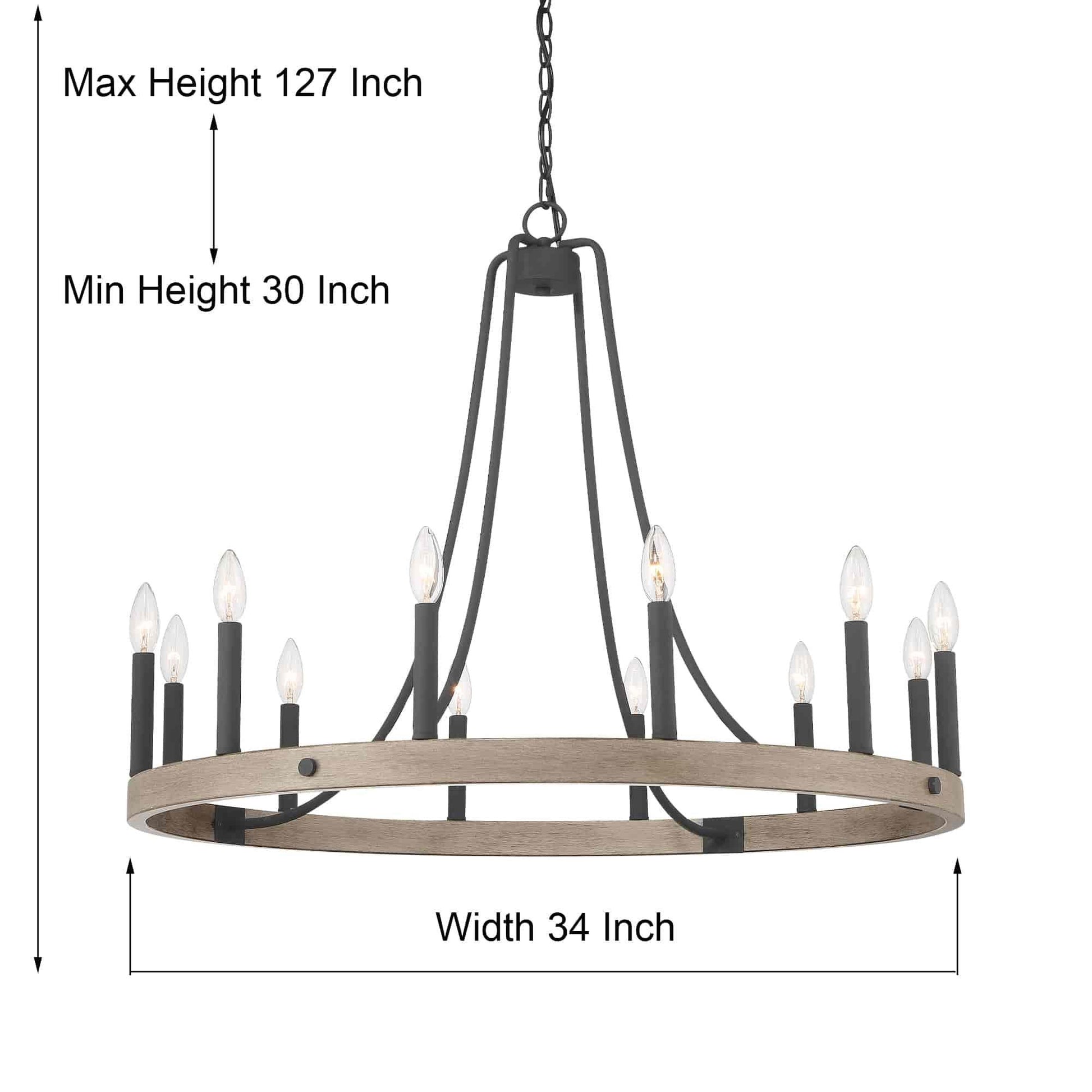 12 light candle style wagon wheel farmhouse chandelier (6) by ACROMA