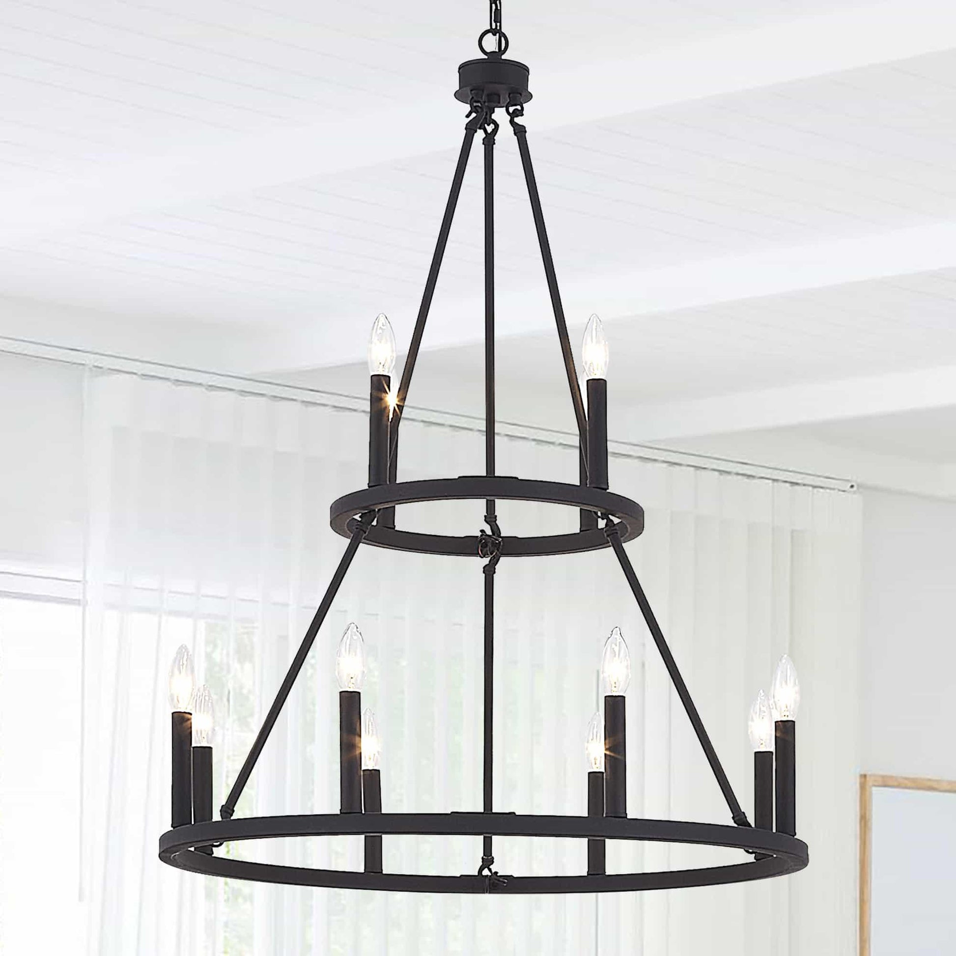 12 light candle style wagon wheel tiered chandelier (2) by ACROMA