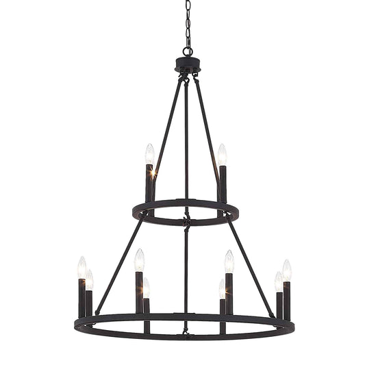 12 light candle style wagon wheel tiered chandelier (8) by ACROMA