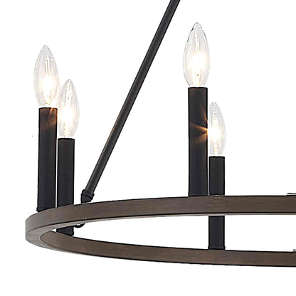 12 light candle style wagon wheel tiered chandelier (9) by ACROMA