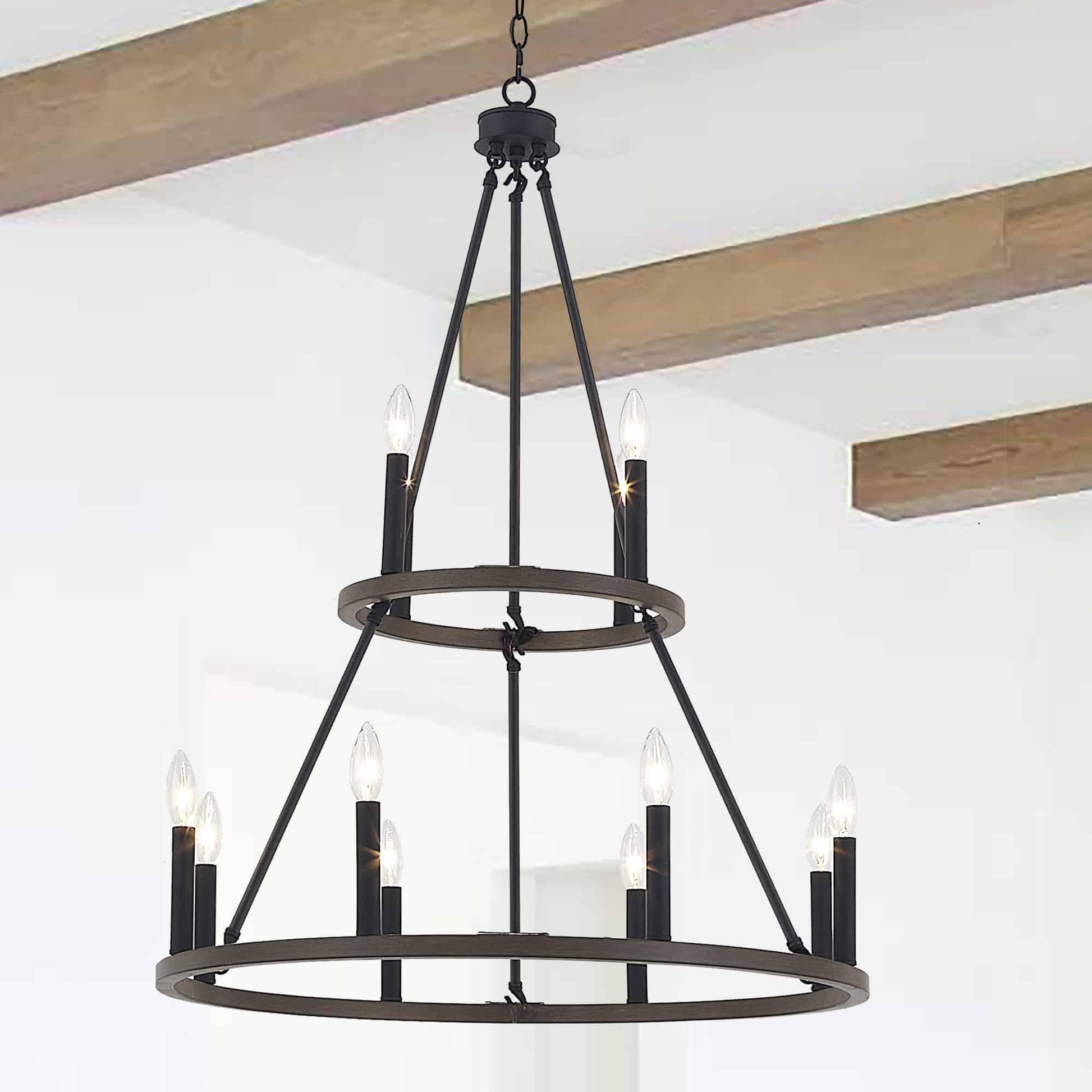 12 light candle style wagon wheel tiered chandelier (3) by ACROMA