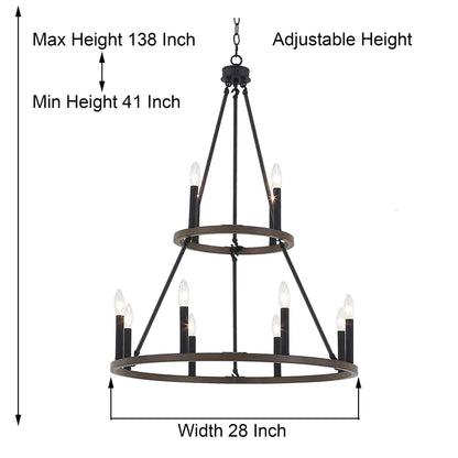12 light candle style wagon wheel tiered chandelier (13) by ACROMA