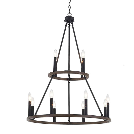 12 light candle style wagon wheel tiered chandelier (4) by ACROMA