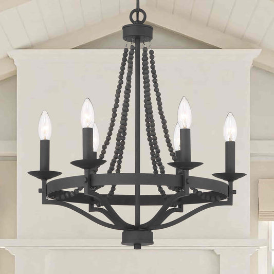 6 light candle style empire entryway chandelier with beaded accents (1) by ACROMA