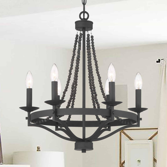6 light candle style empire entryway chandelier with beaded accents (22) by ACROMA