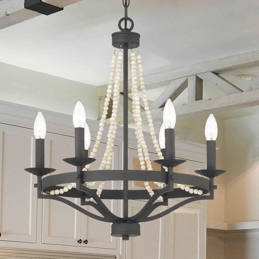6 light candle style empire entryway chandelier with beaded accents (18) by ACROMA