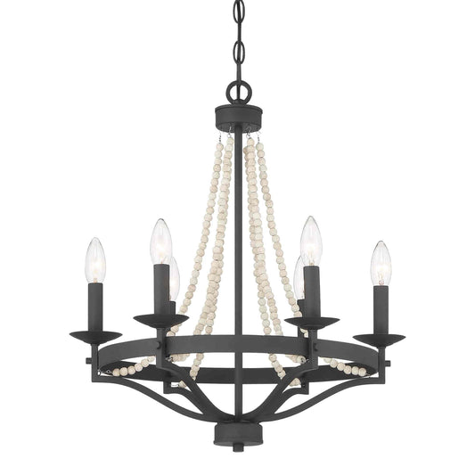 6 light candle style empire entryway chandelier with beaded accents (4) by ACROMA