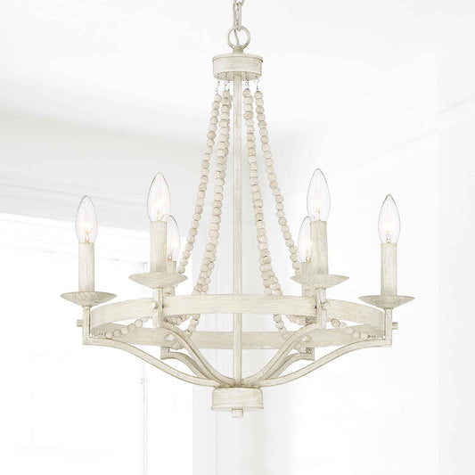 5506 | 6 - Light Wood Beaded Chandelier by ACROMA™  UL - ACROMA