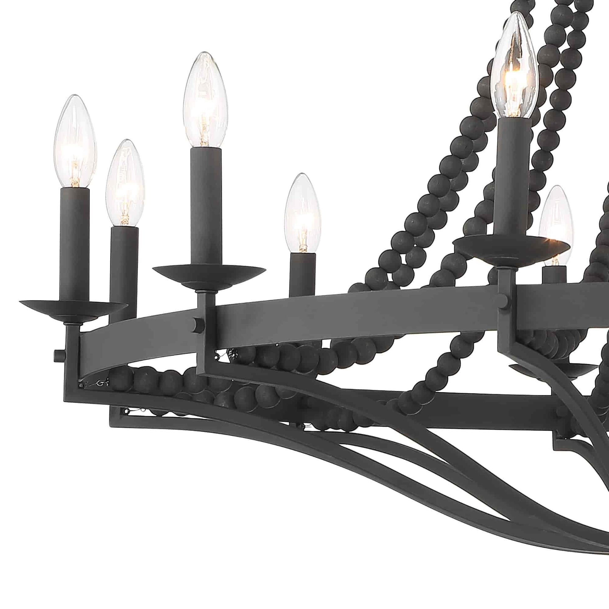 12 light candle style wagon wheel chandelier with beaded accents (3) by ACROMA