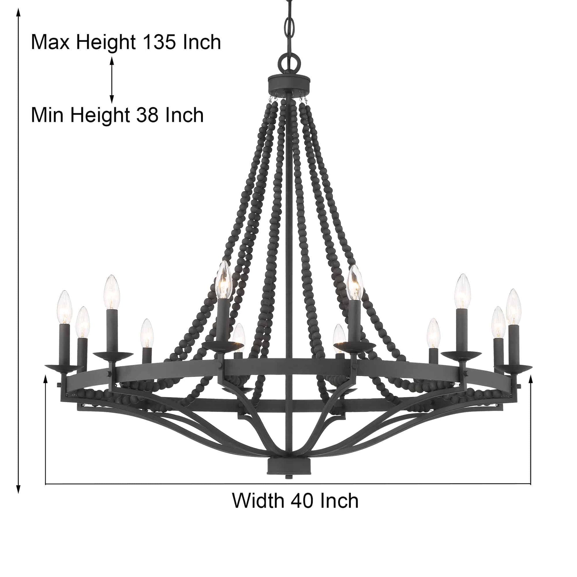 12 light candle style wagon wheel chandelier with beaded accents (17) by ACROMA
