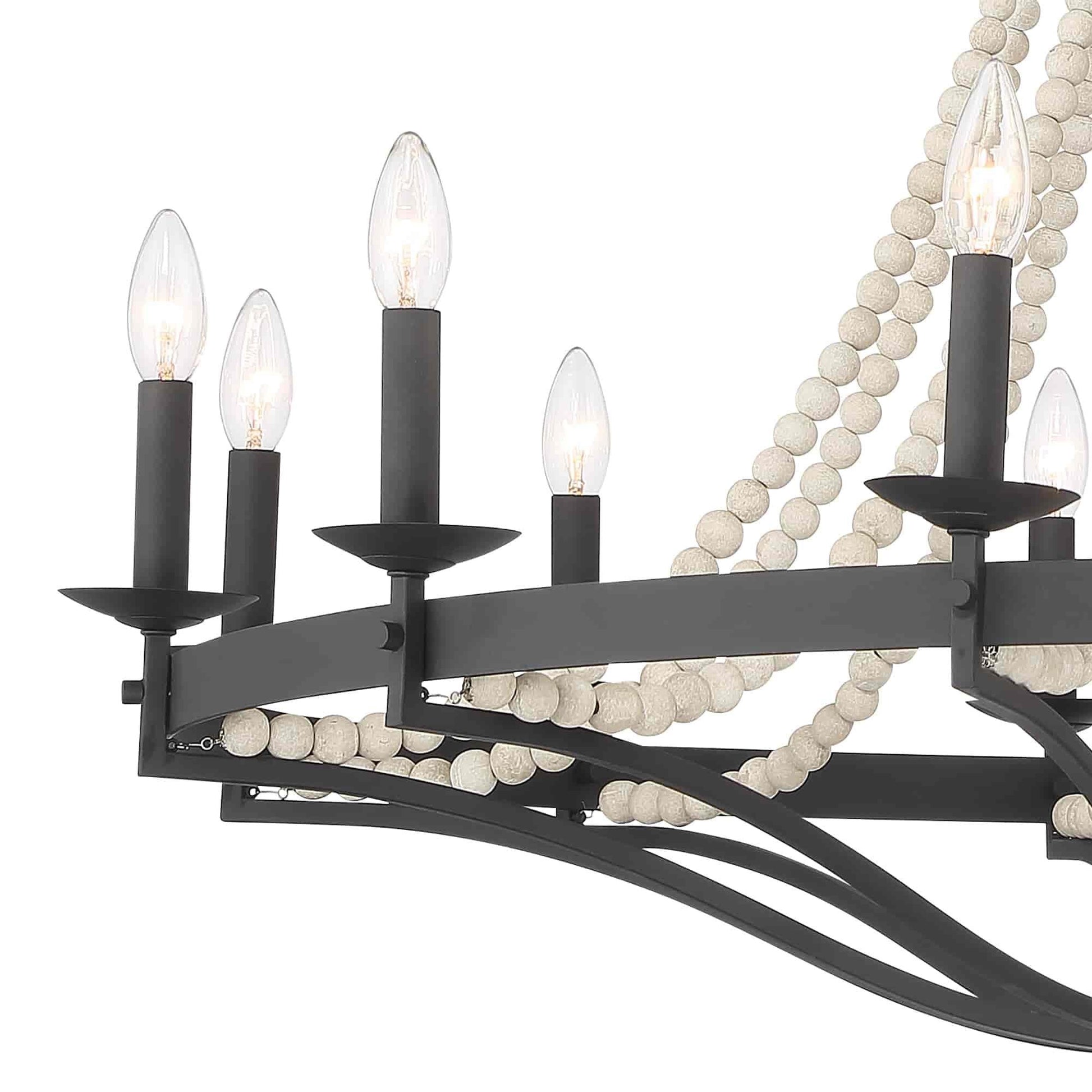 12 light candle style wagon wheel chandelier with beaded accents (6) by ACROMA