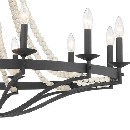 12 light candle style wagon wheel chandelier with beaded accents (7) by ACROMA