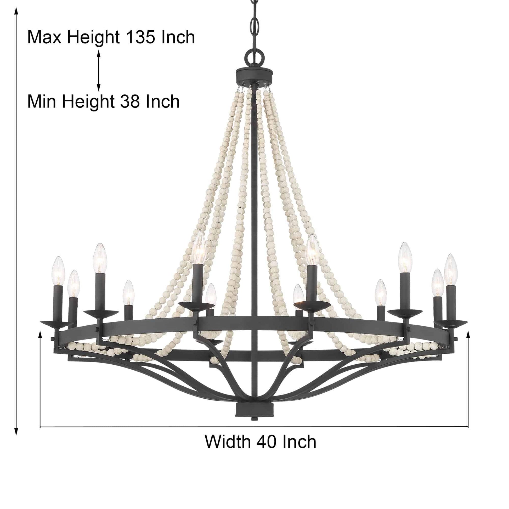 12 light candle style wagon wheel chandelier with beaded accents (18) by ACROMA