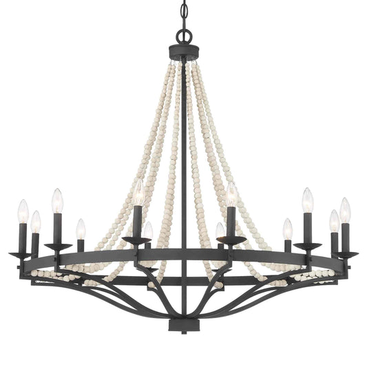 12 light candle style wagon wheel chandelier with beaded accents (13) by ACROMA