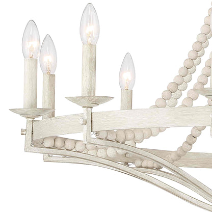 5512 | 12 - Light Wood Beaded Chandelier by ACROMA™  UL - ACROMA