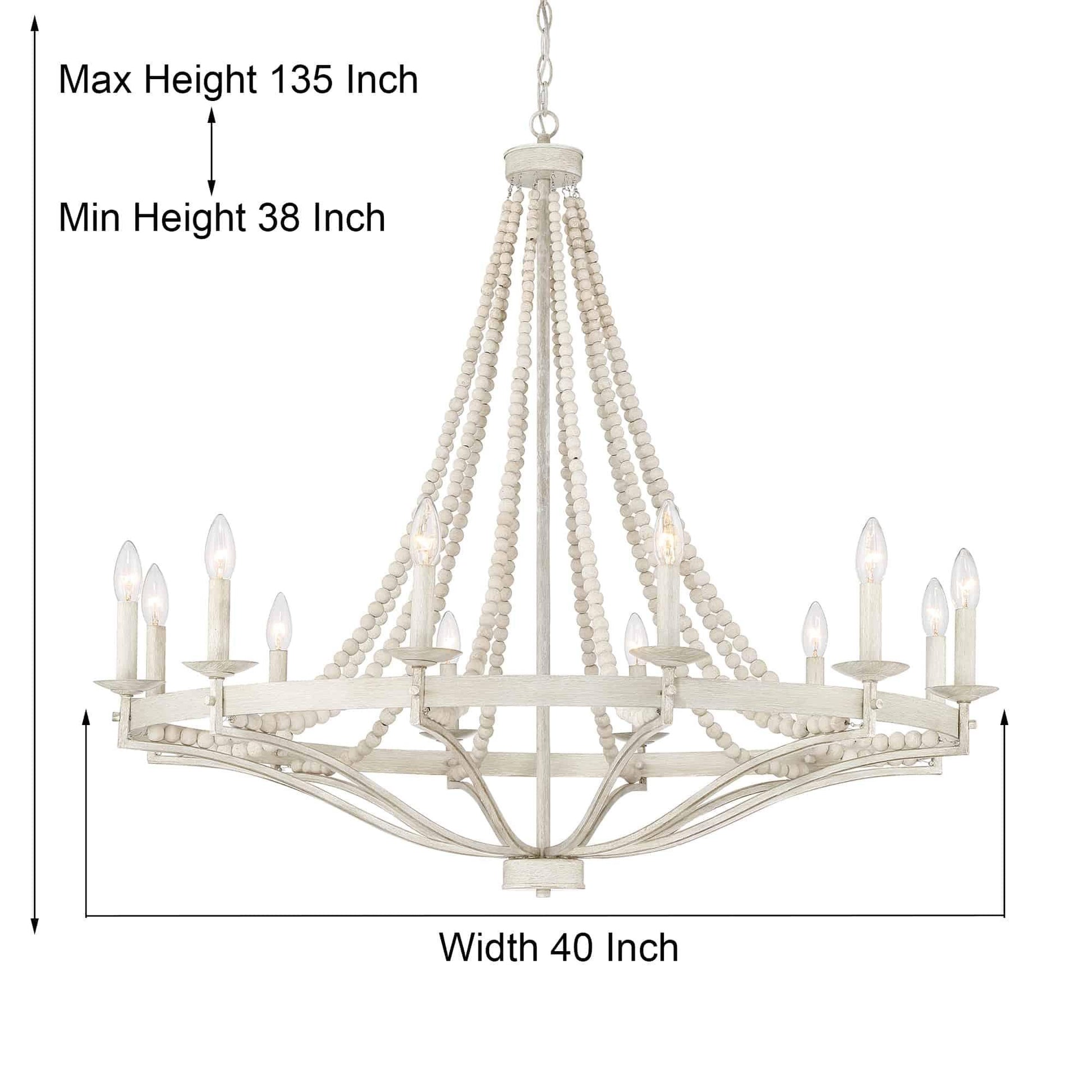 12 light candle style wagon wheel chandelier with beaded accents (19) by ACROMA