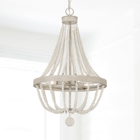 4 light wood beaded chandelier (25) by ACROMA