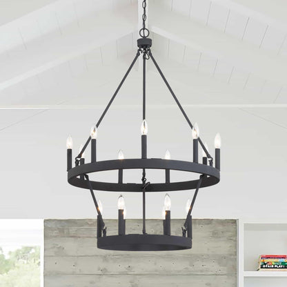 15 light candle style wagon wheel entry chandelier (3) by ACROMA