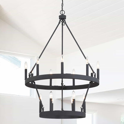 15 light candle style wagon wheel entry chandelier (1) by ACROMA