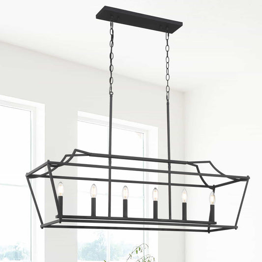 6 light linear rectangle chandelier (2) by ACROMA