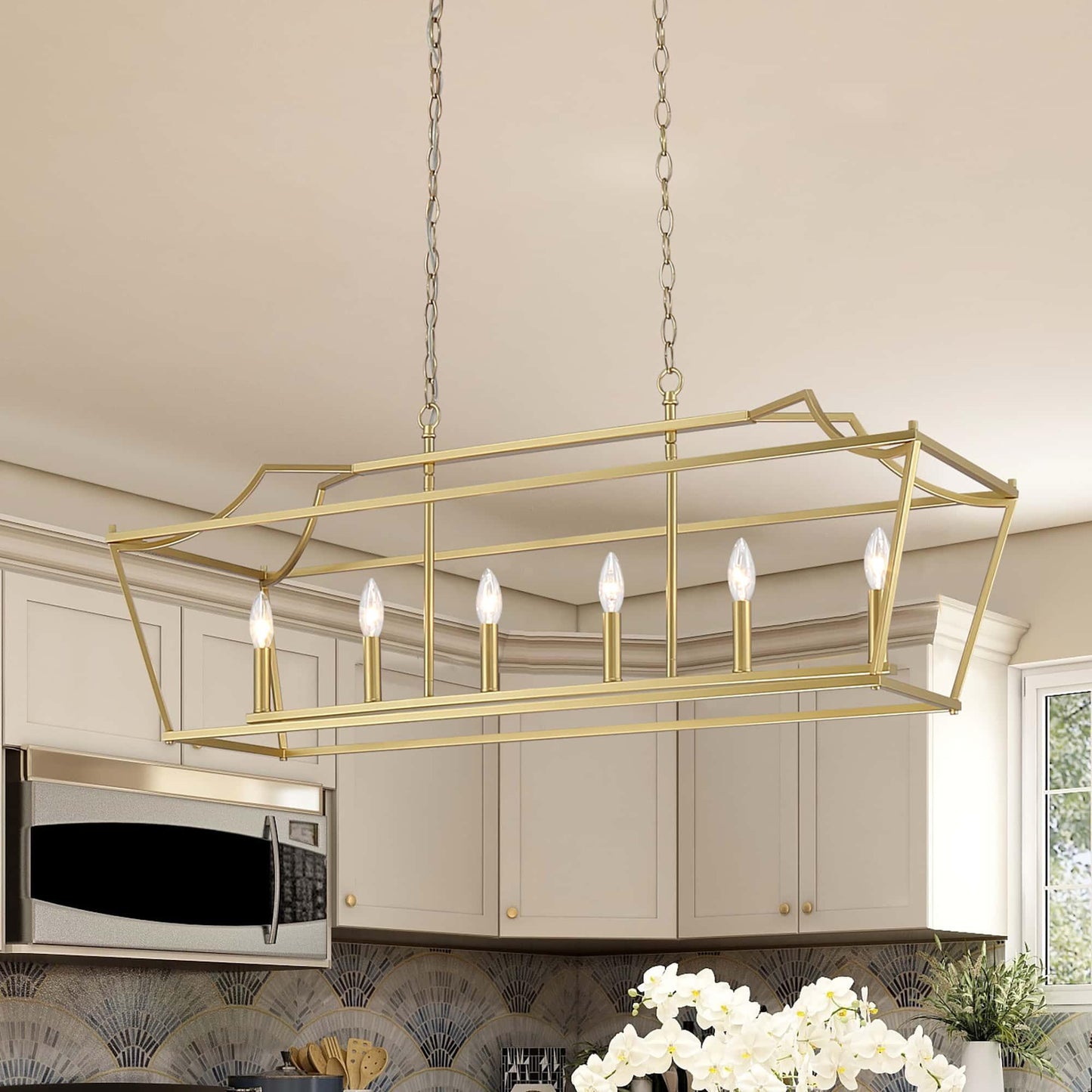 6 light linear rectangle chandelier (1) by ACROMA