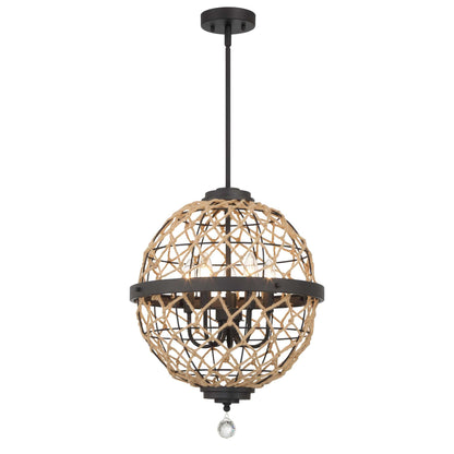 5 light sphere globe chandelier with rope accents (3) by ACROMA