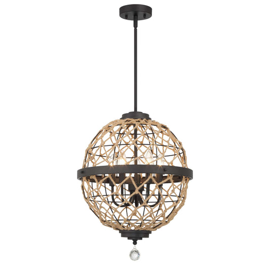 5 light sphere globe chandelier with rope accents (3) by ACROMA