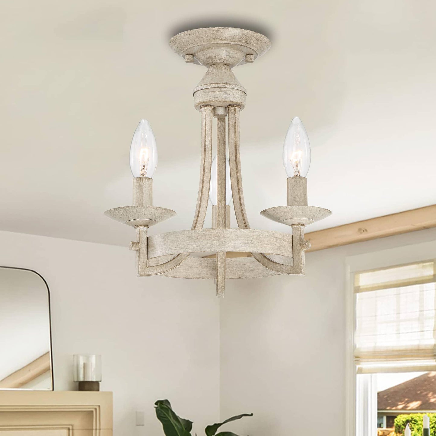 3 light candle semi flush mount (4) by ACROMA