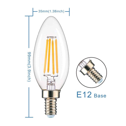 4 Watt LED Dimmable Light Bulb E12/Candelabra Base (Set of 12)  UL - ACROMA