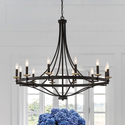 12 light classic candle style wagon wheel chandelier 1 (2) by ACROMA